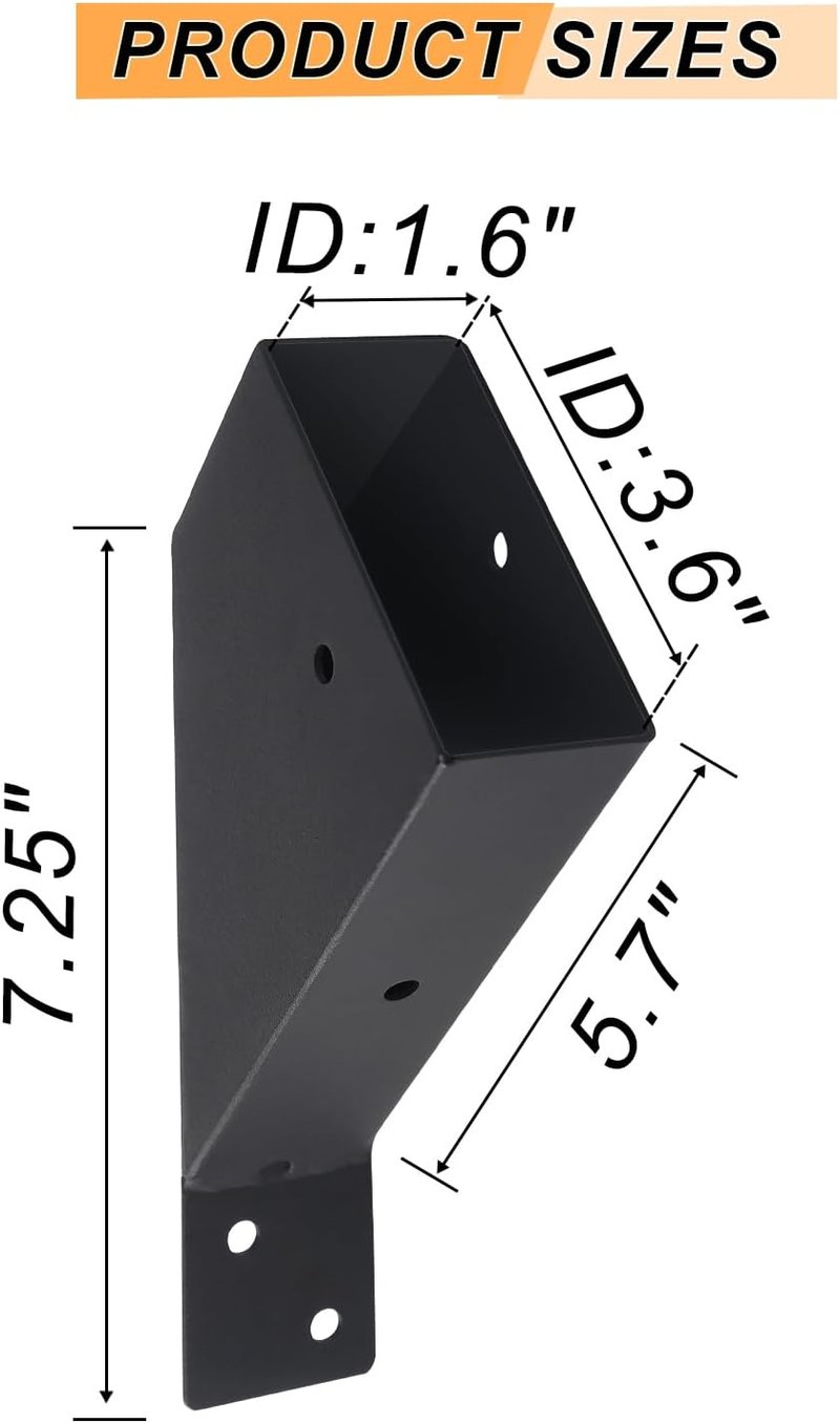 Pergola Brackets - 4 Pcs 45-Degree Angle Brackets for Gazebo Reinforcement | Fits 2" x 4" Lumber with Drainage Holes