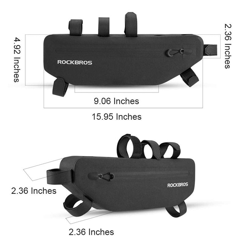 ROCKBROS Bike Frame Bag Waterproof Bike Triangle Bag Bicycle Under Top Tube Bag Corner Pouch Storage Bag Approx. 3 Litres for Cycling Accessories