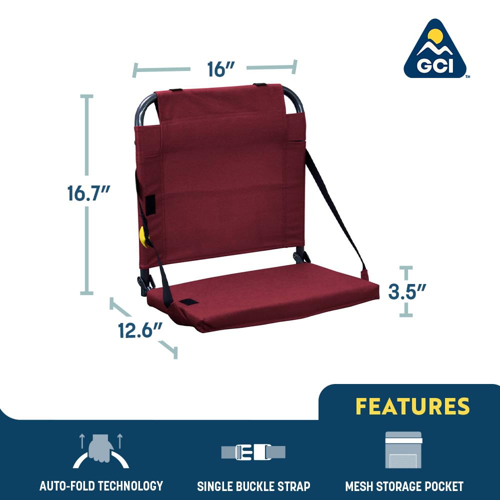 GCI Outdoor BleacherBack Stadium Seat with Adjustable Backrest, Maroon