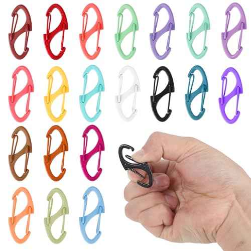 20 Pcs Alloy S Carabiner Clips, Dual Opening Design, Keychain Spring Snap Hooks Mini Carabiner Clip, for Dual Wire Gate Clip Interlocking Keychain Clip Tiny Clip Attachment (Color)