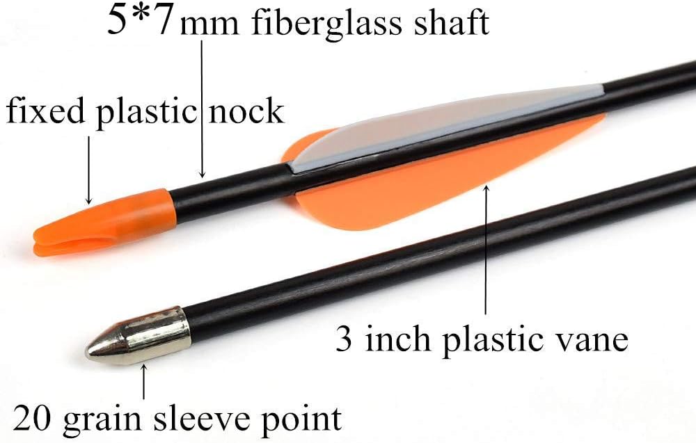 Fiberglass Archery Arrows - Target Shooting Practice | 24-30 Inch for Youth & Beginners