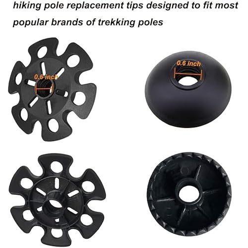 Hiking Walking Sticks Rubber Tips 10 Pack, Replacement Tips Protectors, Snow Baskets, Mud Baskets Set for Trekking Poles, Fits Most Standard Hiking, Trekking, Walking Poles