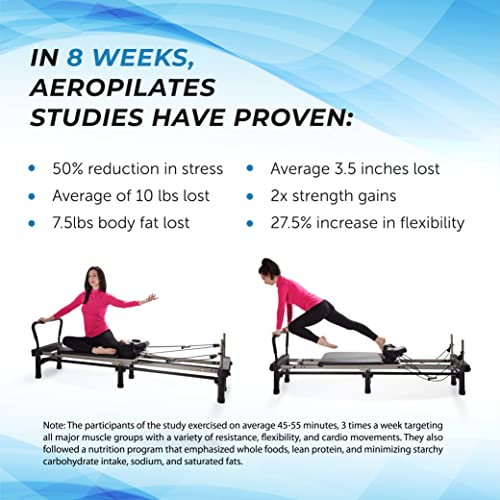 AeroPilates Premier Reformer - Pilates Reformer Workout Machine for Home Gym - Cardio Fitness Rebounder - Up to 300 lbs Weight Capacity