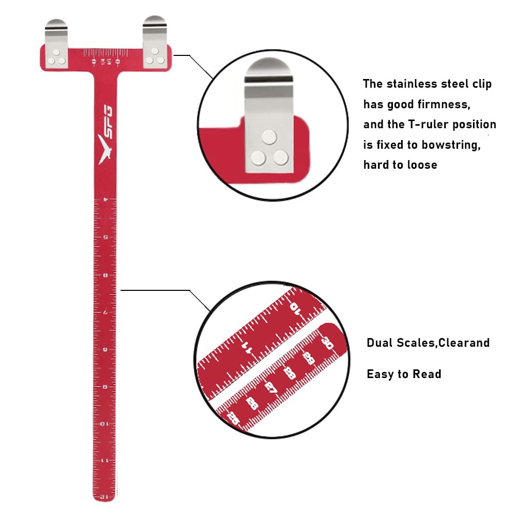 SOPOGER Archery Bow Square T Shape Bow Square Ruler Bowstring Measurement Tool Bow Turning Kit for Recurve Bow and Compound Bow Accessories (Red)