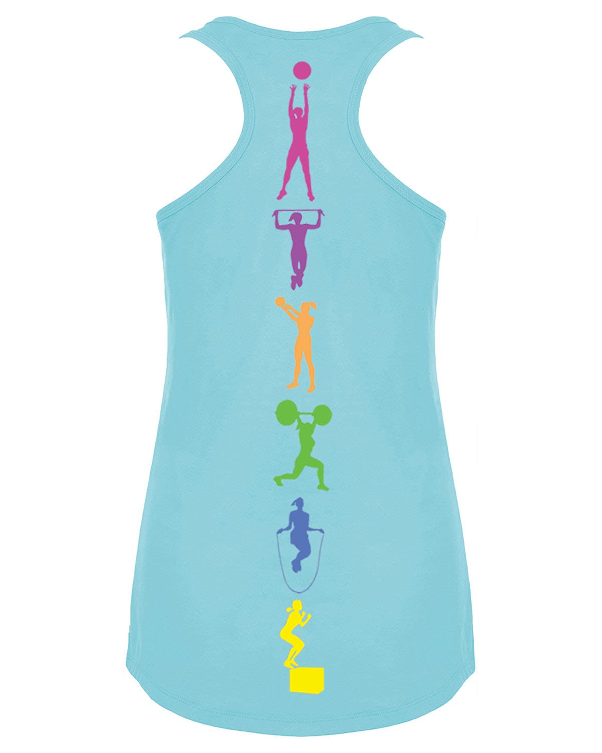 Women's Colorful Workout Lifting Fitness Moves Burnout Tank Top Teal Large