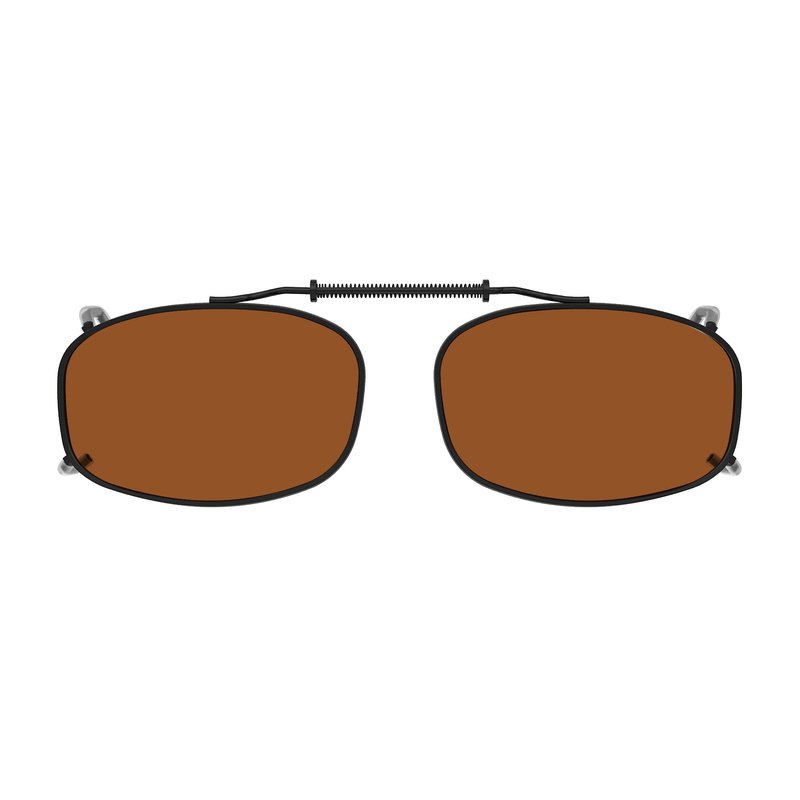Eyekepper Metal Frame Rim Polarized Lens Clip On Sunglasses 2 1/8" x1 3/8" Brown Lens