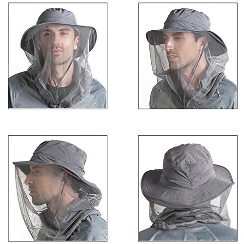 Peicees Head Net Hat for Men Women Adventure Fishing Hat Safari Hat for Hunting Camping Hiking Dark Gray