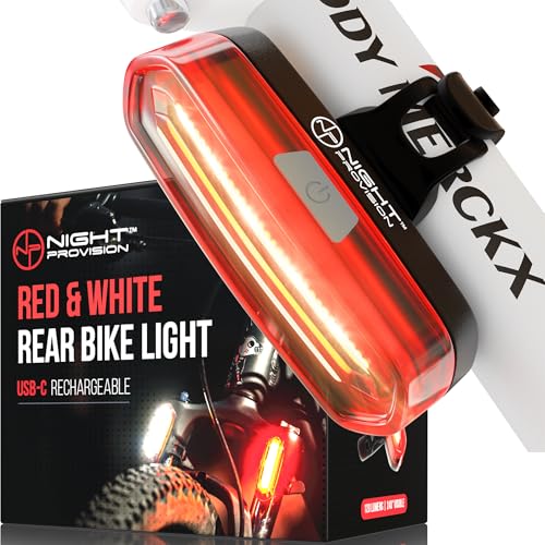 DUO-120 Rear Bike Light ? USB Rechargeable Red & White LED ? Flashing Strobe Tail Light for Bicycle Safety ? Adjustable Angle for Seat Post, Fork, or Seat Stay [New 2025]