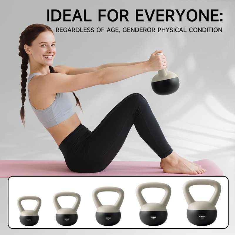 RUNWE 25 lb Kettlebell Soft - Sand Filled Kettlebell Hand Weight, Soft-Sided Cushioned Base,Safety Guaranteed Ideal for Men, Women, & Beginners