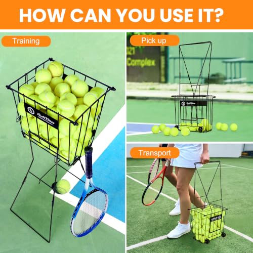 ShelfElites Large Portable Tennis Ball Hopper with Handle - Ball Collector & Storage for Court, Practice & Training