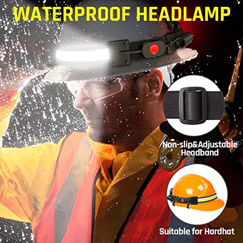 LED Headlamp USB Rechargeable 1000Lumen 230° Wide-Beam LED Headlight with Red Taillight, Super Bright Headband Light, Waterproof Headlamps for Camping,Hiking, Hard Hat Headlamp