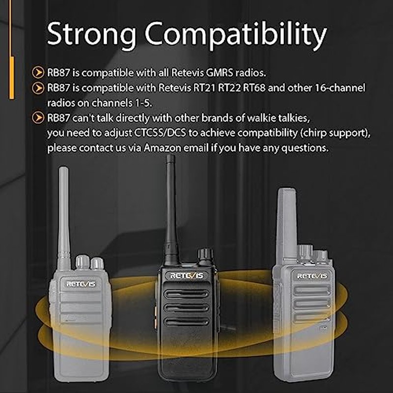 Retevis RB87 2 Way Radio Long Range, Walkie Talkies with Shoulder Mic, Rugged,for Adults, Two Way Radio for Construction Police School Security(4 Pack)