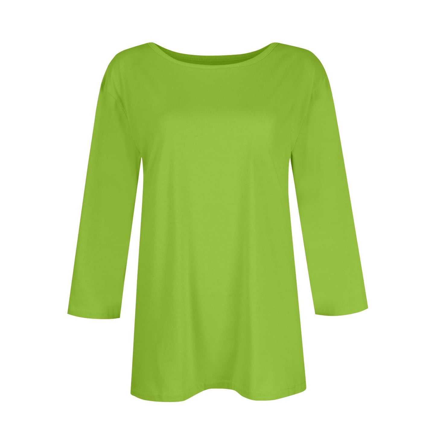 Generic 3/4 Length Sleeve Womens Tops Casual Loose Fit Crewneck T Shirts Cute Solid Three Quarter Length Tunic Tops Basic Blouses, Medium, 4-green