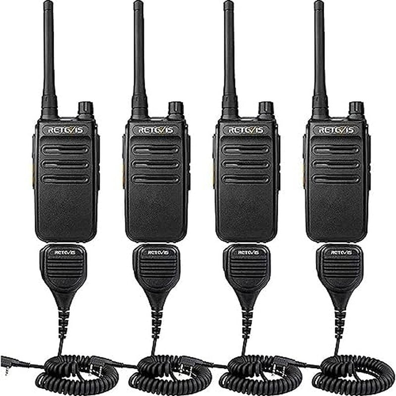 Retevis RB87 2 Way Radio Long Range, Walkie Talkies with Shoulder Mic, Rugged,for Adults, Two Way Radio for Construction Police School Security(4 Pack)