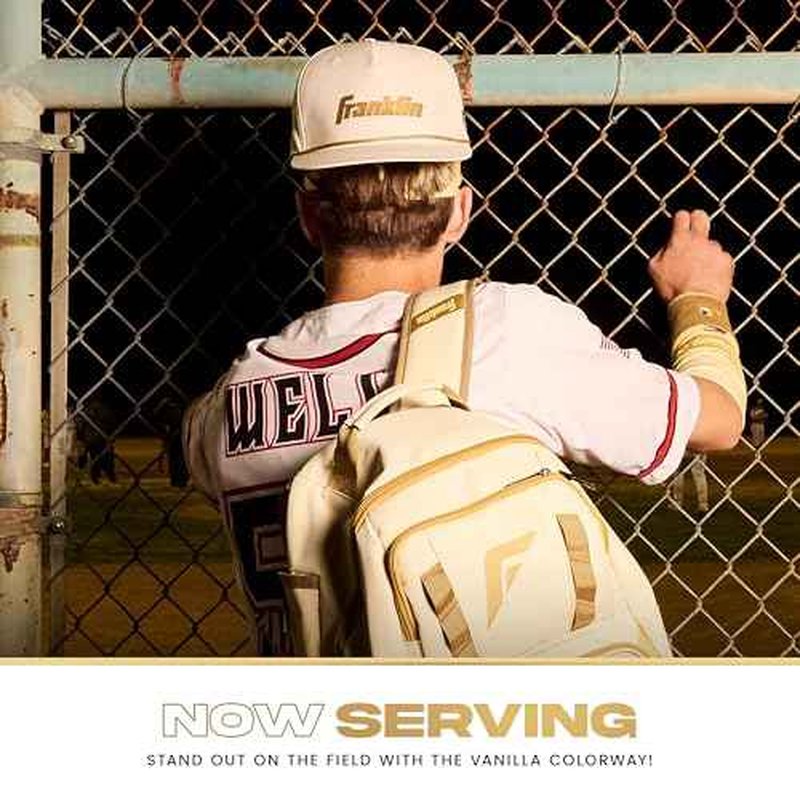 Franklin Sports Snapback Baseball Hat - Baseball + Softball Caps for Men + Women - 5-Panel Adult Performance Sports Hat - Cool + Comfortable Hat for Athletes - Vanilla/Gold - Adult One Size Fits All