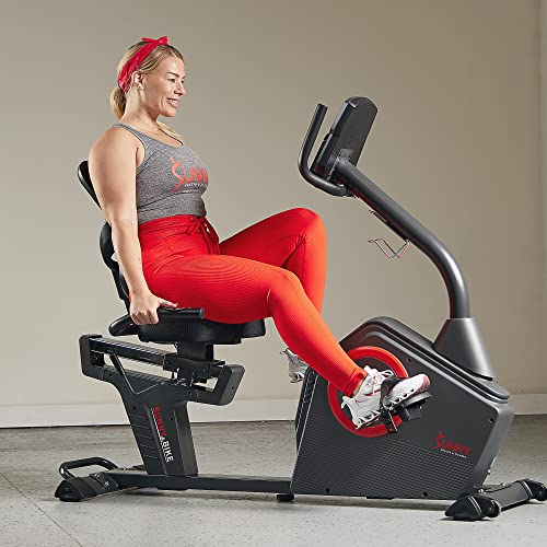 Sunny Health & Fitness Programmable Electro-Magnetic Resistance Recumbent Exercise Bike with 16 Levels of Resistance, 300 lbs Weight Capacity, and Bluetooth Connectivity with Exclusive SunnyFit™ App – SF-RB4850SMART