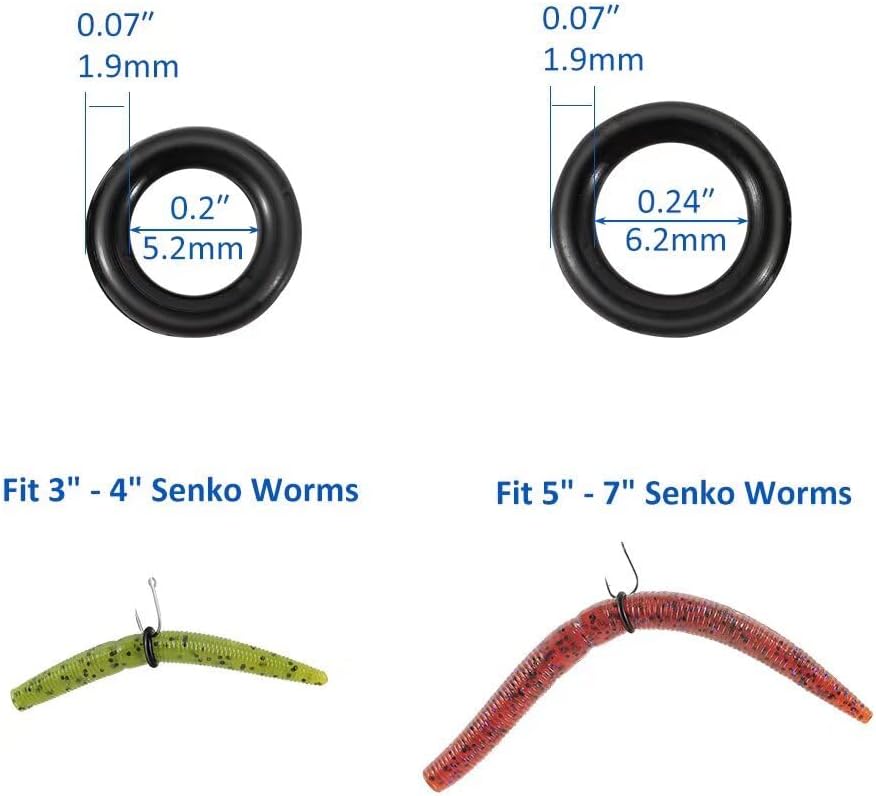 Wacky Rig Tool Set - 100 Silicone O-Rings for 3"-4" & 5"-7" Senko Worms | Easy Installation & Durable Protection