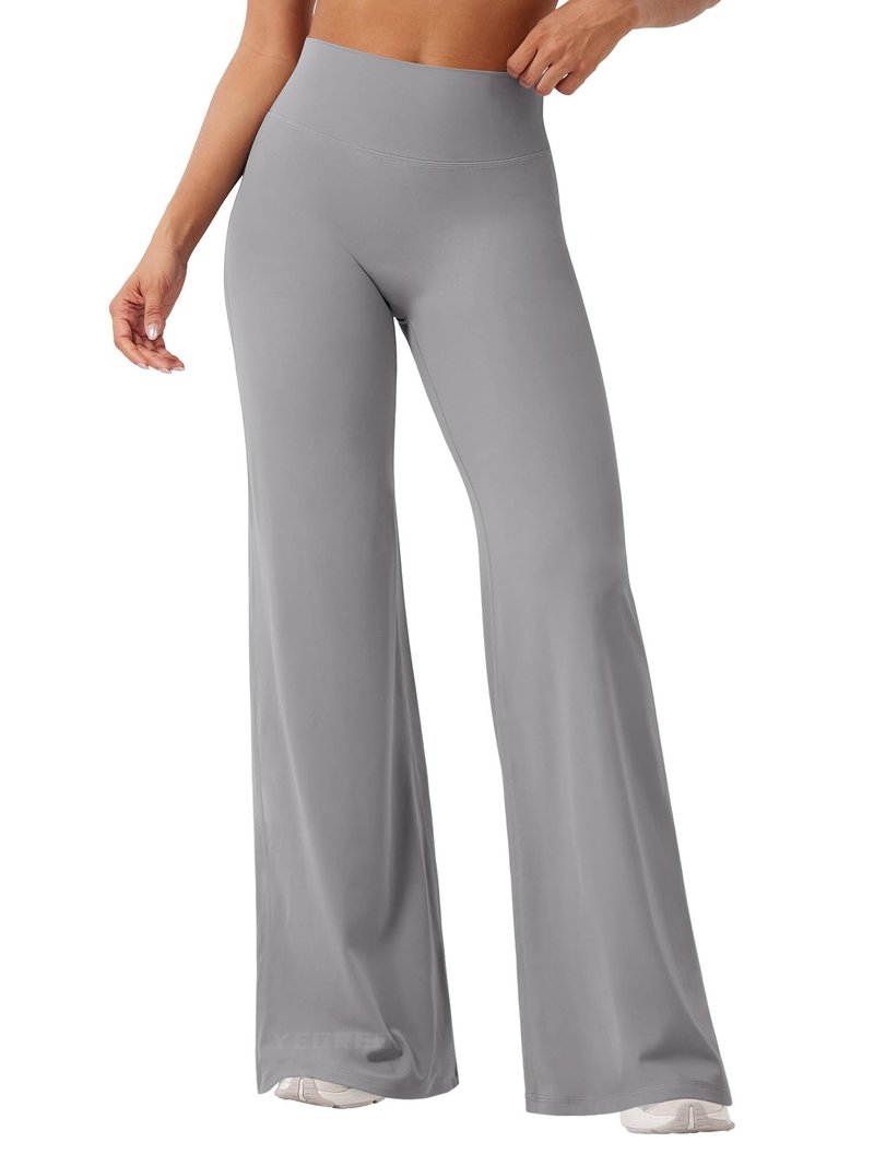 YEOREO Workout Leggings Womens No Front Seam Straight Leggings 33" High Waist Buttery Eddiy Gym Yoga Pants Gray M