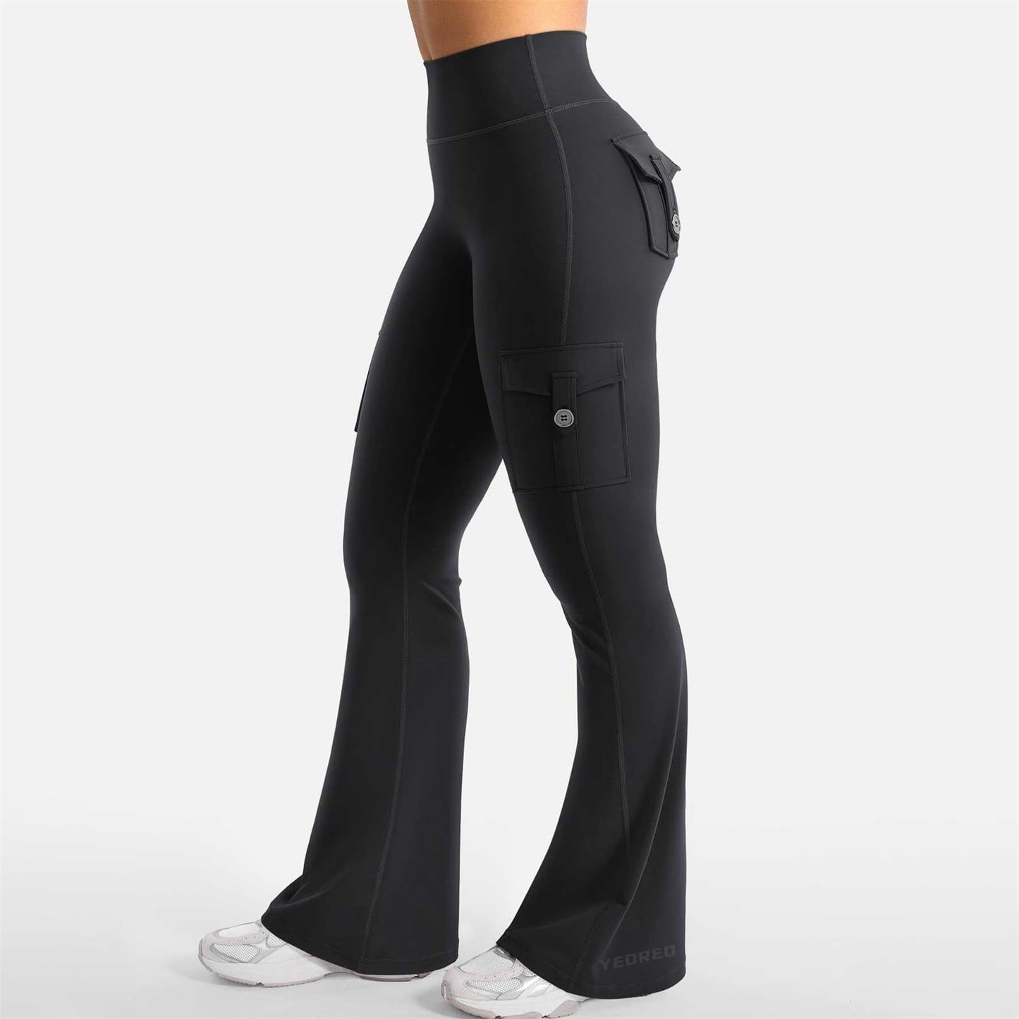 Flare Leggings for Women with Pockets High Waist No Front Seam Yoga Workout Stretchy Gym Casual Booty Lifting Black