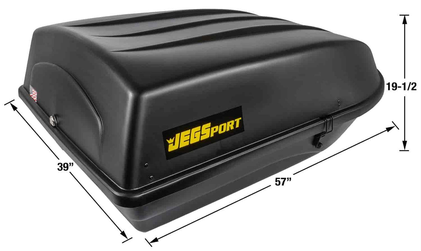 JEGS Rooftop Cargo Carrier for Car Storage - Large Roof Rack Cargo Carrier - Front Hinge/Rear Lock - Rear Opening Weatherproof Storage - Made in USA - 18 Cubic Ft - 110 Lb Capacity - Aero Design