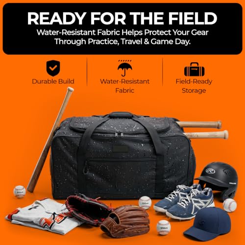 Fitdom 86L Baseball Softball Equipment Duffle Bag with 2 Bat Sleeves