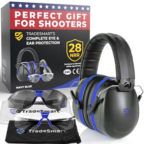 TradeSmart High-Performance Earmuffs for Shooting Range & Shooting Eye Protection Glasses + Firearm Confidence Course Included