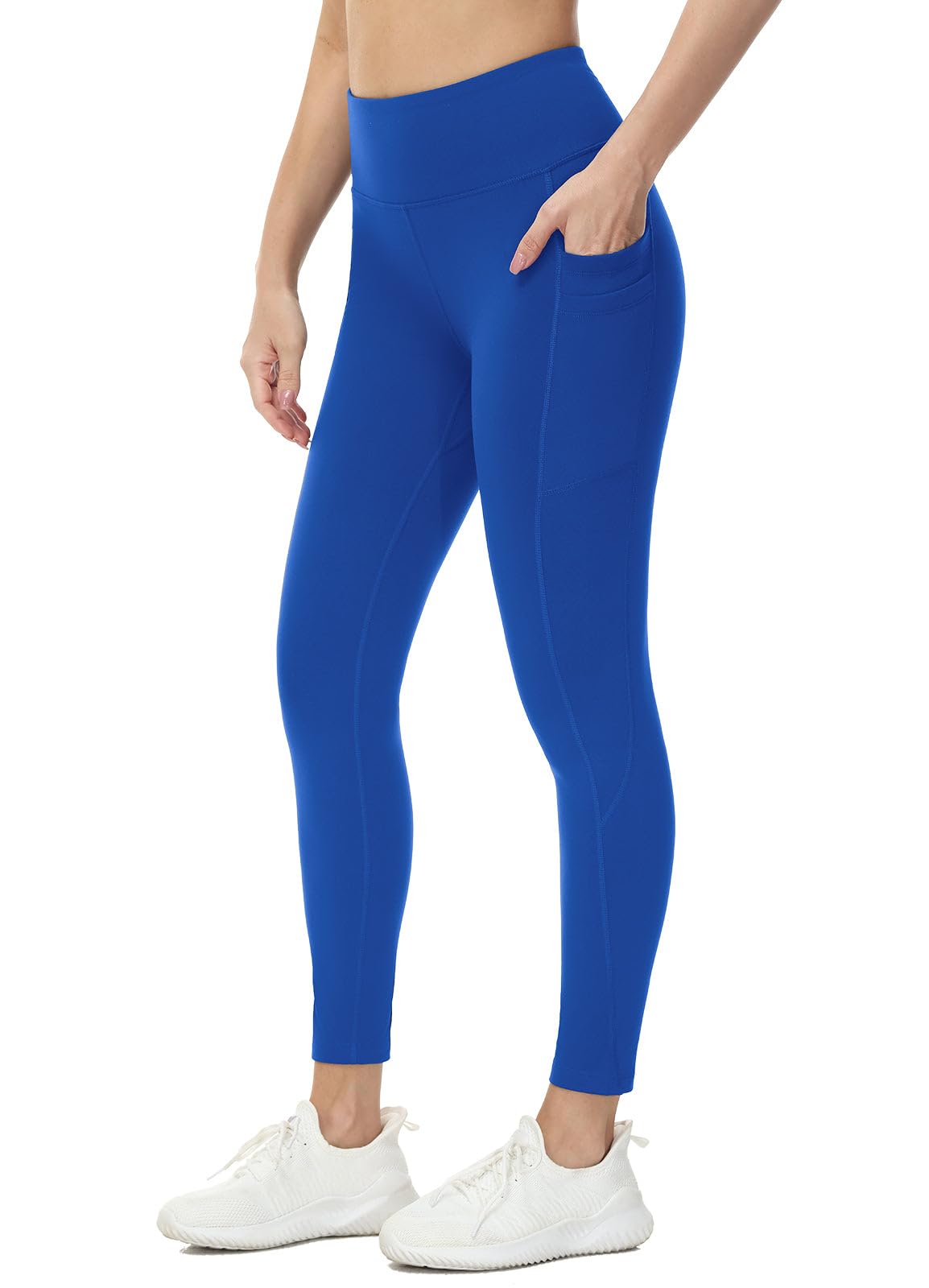 baleaf Fleece Lined Leggings Women Water Resistant 25" Petite Winter Warm Legging Thermal Running Tights Yoga Hiking Pants Blue XL