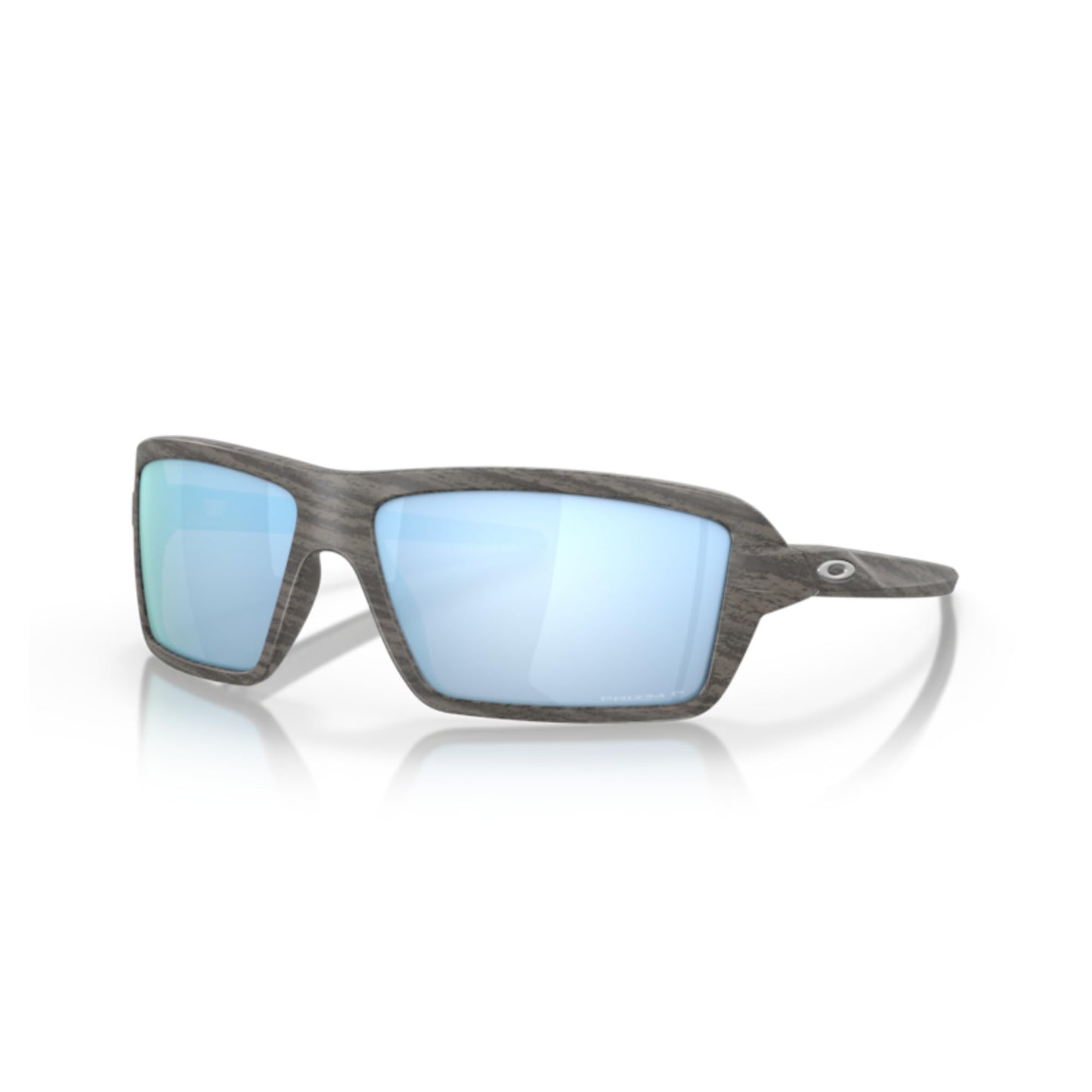 OAKLEY Cables OO9129 912906 63MM Woodgrain/Prizm Deep Water Polarized Rectangular Sunglasses for Men+ Bundle Accessory Leash Kit, Microfiber Pouch
