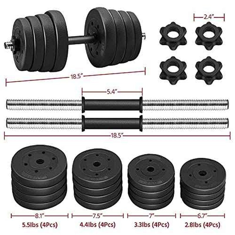 Yaheetech 66LB Weight Dumbbell Set Fitness Adjustable Cap Gym/home Barbell Plates Body Workout for Women and Men Strength Training