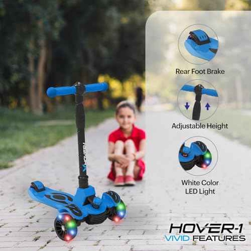 Hover-1 Vivid Folding Kick Scooter for Kids (5+ Year Old) | Features Lean-to-Turn Axle, Solid PU Tires & Slim-Design, 110 LB Max Load Capacity, Safe