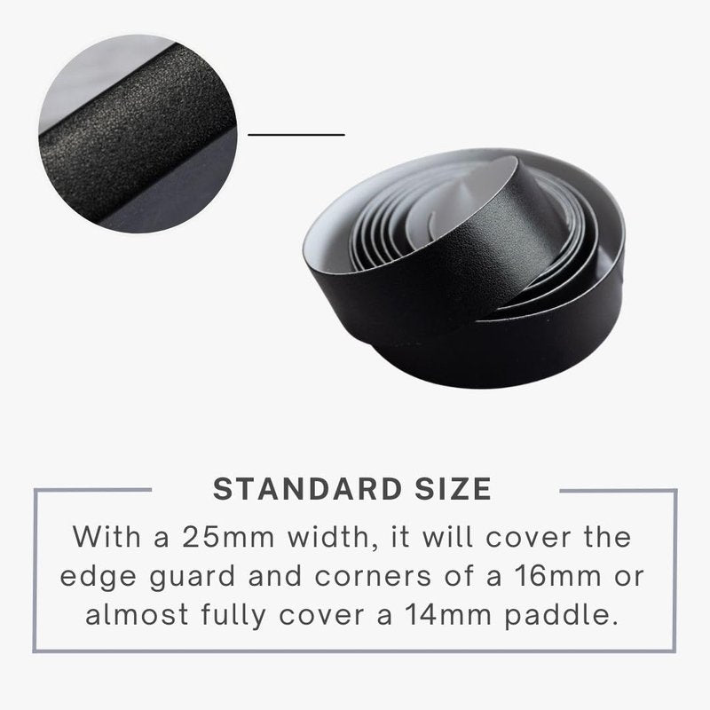 Pickleball Paddle Edge Guard Tape | Perfect Fit Pickle Ball Paddle Edge Protection Tape | No Wrinkling | Black | Standard Width