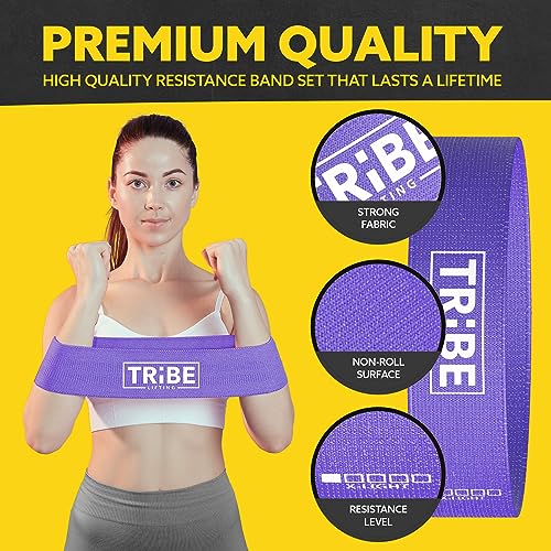 Fabric Resistance Bands for Working Out - Booty Bands for Women and Men - Exercise Bands Resistance Bands Set - Workout Bands Resistance Bands for Legs - Fitness Bands (Purple)