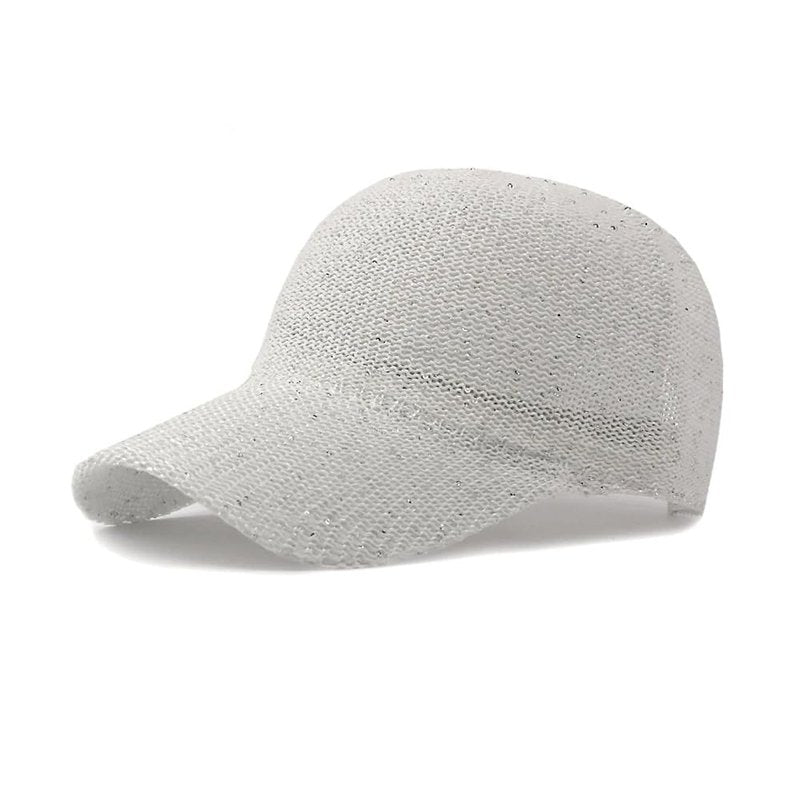 WITHMOONS Breathable Mesh Baseball Cap – Lightweight Sequin Glitter Summer Hat for Women, Adjustable Fit YZM0257 (White)