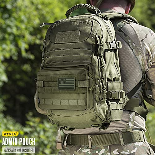 WYNEX Tactical Large Admin Pouch of Double Layer Design, Molle EDC EMT Utility Pouch with Map Sleeve Modular Tool Pouch Large Capacity Flag Patch Included-9.5 inch L * 7.5 inch H * 3.2 inch W.