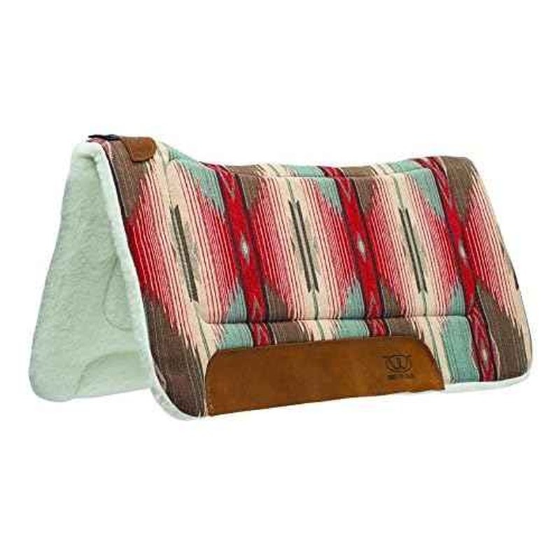 Weaver Equine 30" x 30" All Purpose Contoured Horse Saddle Pad, Shock Absorbing Protective Western Saddle Pad, Durable Equine Supplies, Red/Turquoise