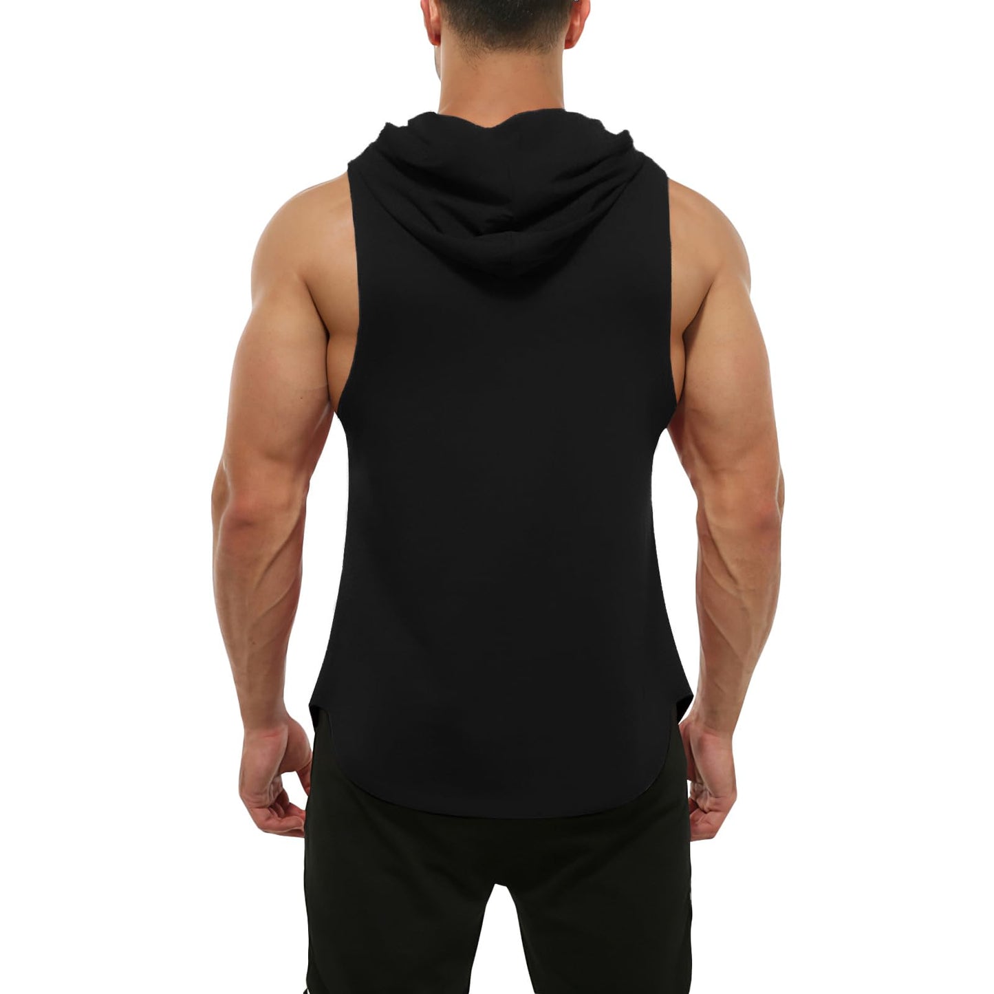 GYM REVOLUTION Men's Beast Workout Sleeveless Shirts Muscle Hooded Tank Gym Fitness Quick Dry Sleeveless Hoodies Black L