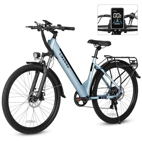 Likebike Seeker S 26" Electric Bike for Adults, UL 2849 Certified, Step Through Electric Bicycle with 350W Motor, 36V 9Ah Removable Battery, 20MPH E-bikes with 7-Speed & Front Suspension