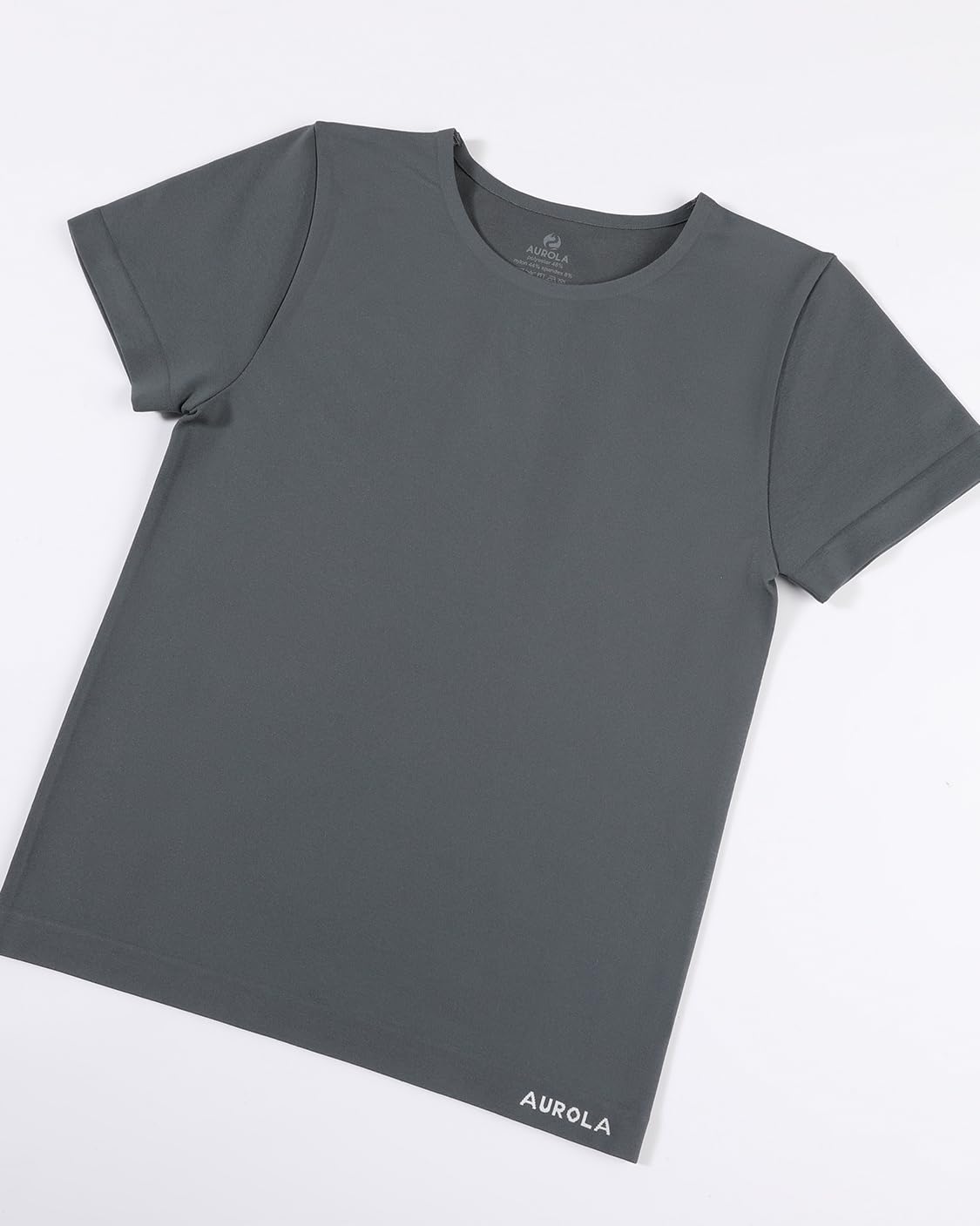 AUROLA Women Essentials Seamless Short Sleeve Fitted Tshirt Gym Workout Athletic Shirts Top Tee Steel Grey