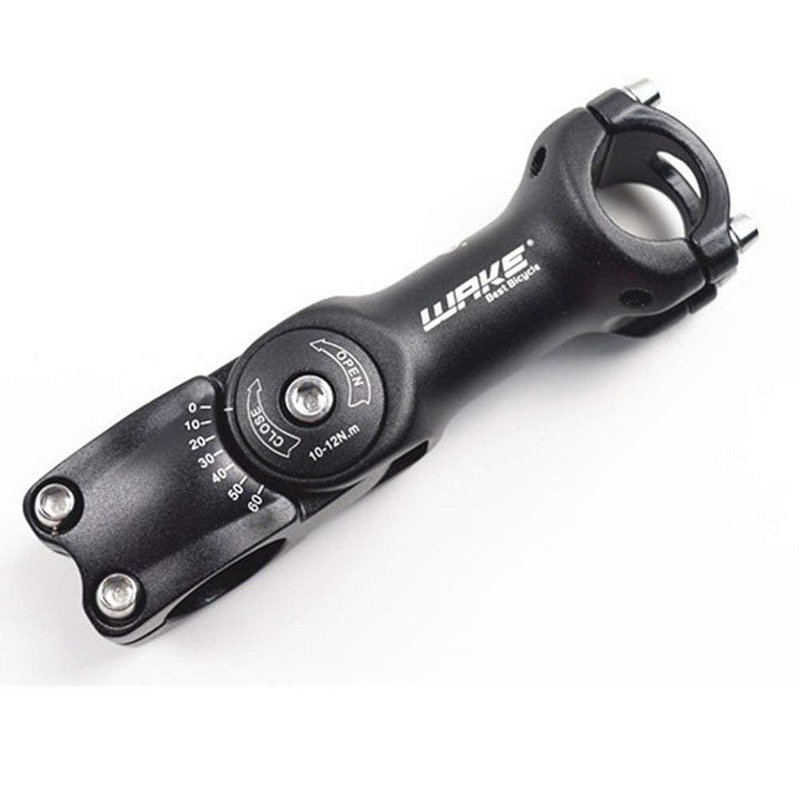 MTB Stem 31.8 90mm 0-60 Degree Adjustable Bike Stem Wake Mountain Bike Stem Short Handlebar Stem for Most Bicycle, Road Bike, MTB, BMX, Fixie Gear, Cycling (Aluminum Alloy, Lightweight, Black)