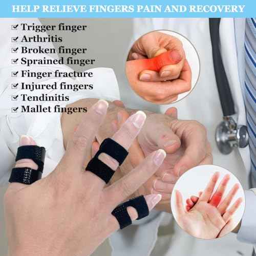 Thumb Finger Splints (2Pcs), Trigger Thumb Splint Finger Brace for Mallet, Broken, Straightening, Arthritis, Injury, Finger Stabilizer Support for Thumb/Middle/Ring/Index/Pinky Fingers