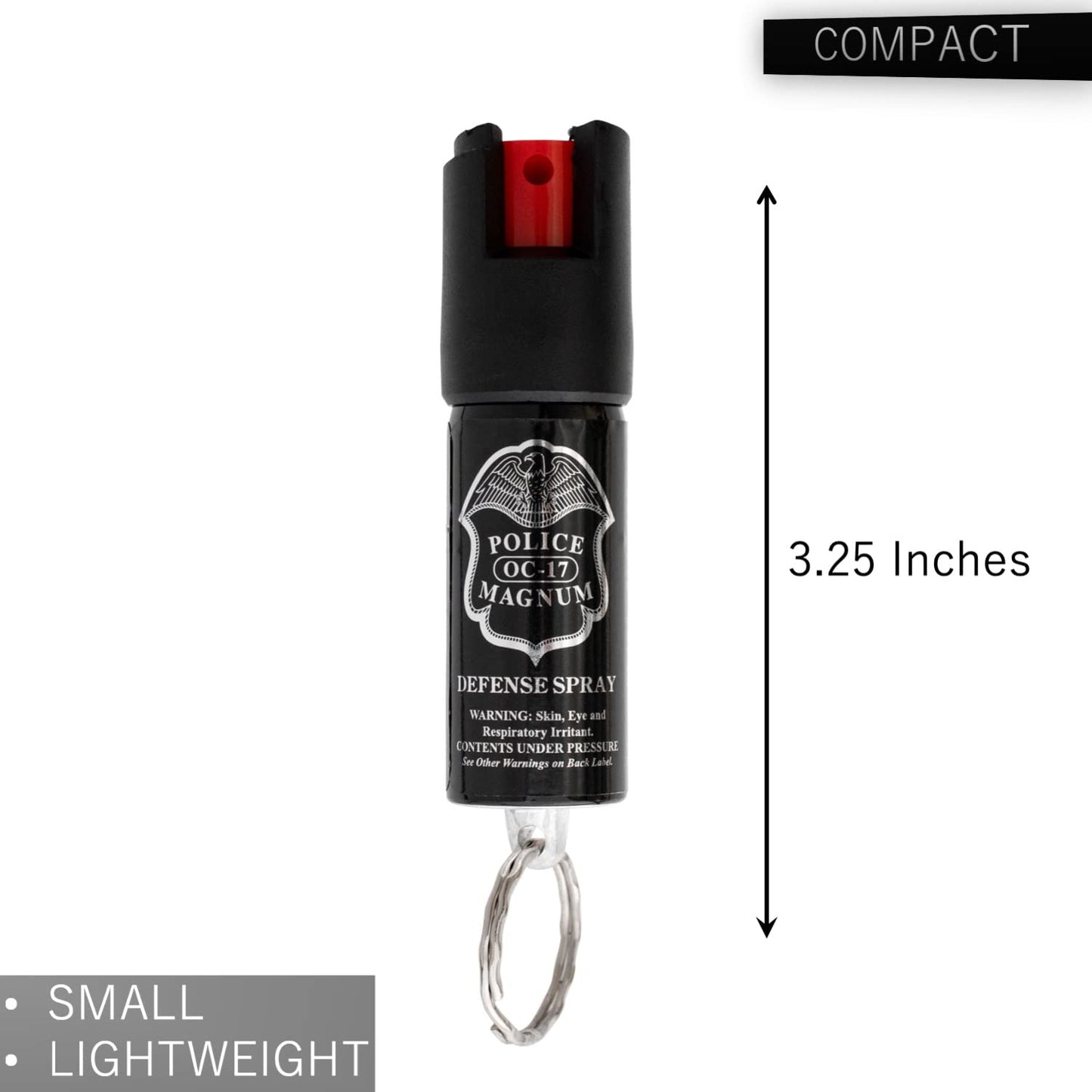 Police Magnum Mini Pepper Spray Self Defense Safety Tool- Strong Built-in Keyring Holder- Small Discreet Canister Case- Made in The USA- 1 Pack 1/2oz RED Twist Lock Keyring