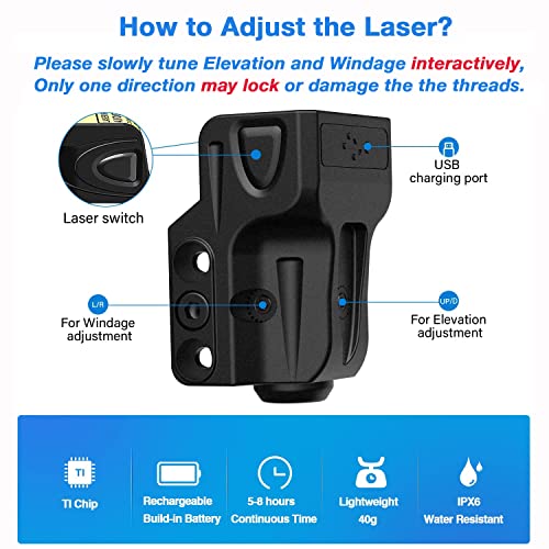 Gmconn Blue Laser Sight for Pistol Low Profile Blue Beams for Guns Handguns with 0.9 Inch Installation Space