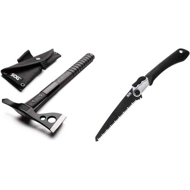 SOG FastHawk- Lighter, Faster, Agile Throwing Hatchet, Versatile Survival Tactical Axe & Folding Saw - Wood Saw, Hand Saw, Pruning Saw and Camping Saw