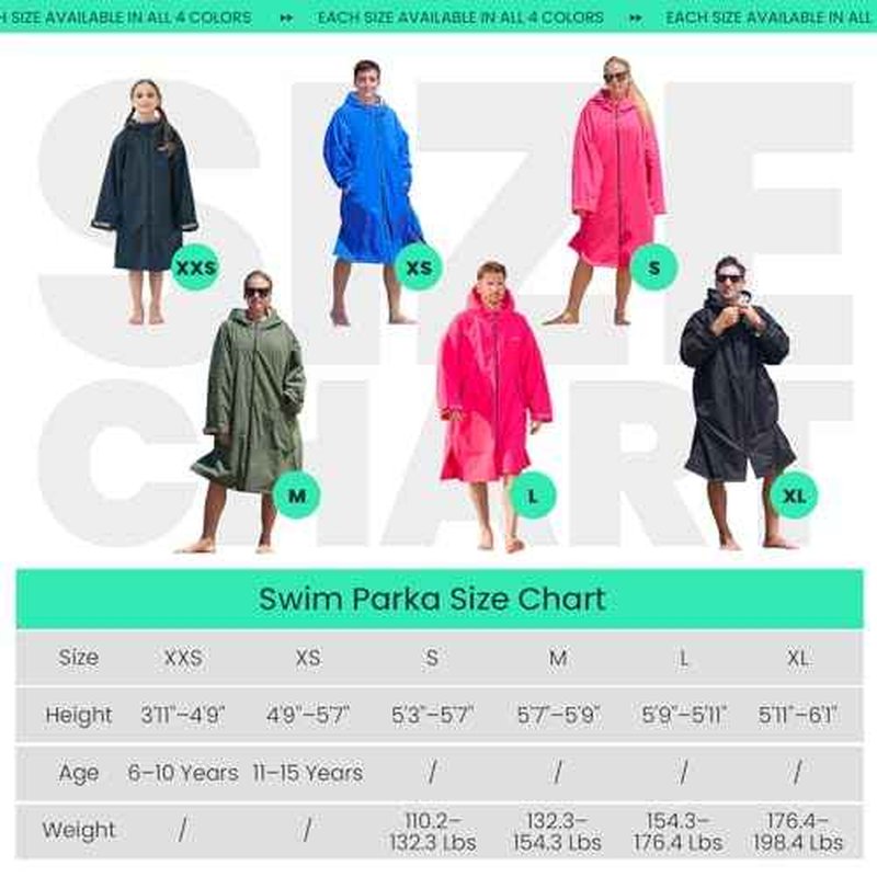 Owntop Swim Parka Surf Poncho for Kids Youth and Adult, Unisex Oversized Bat Wing Hooded Changing Robe Windproof Waterproof