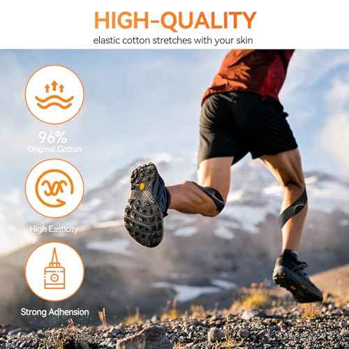 Precut Kinesiology Tape - 60 Strips (3 Rolls) | Waterproof Kinesiology Tape for Muscle & Joint Support, Athletic Knees, Shoulders, Back Pain Relief | Sport Tape for Weightlifting, Running