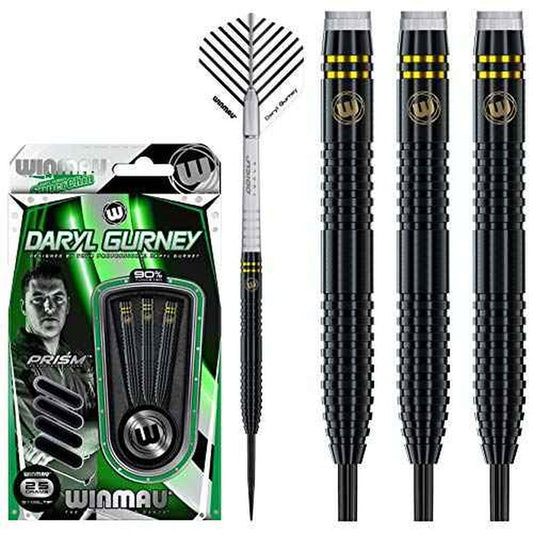 Winmau Daryl Gurney Signature 90% Tungsten Darts Set with Prism Flights and Prism Shafts (Stems) Steel tip & Soft Tip - Gold/Black