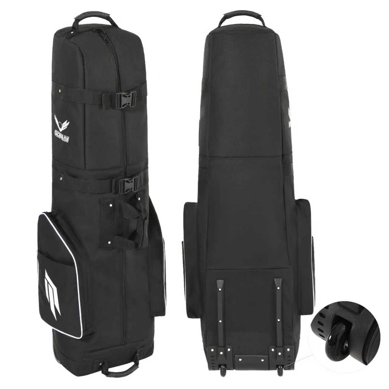 Gofly Golf Travel Bag for Airlines with Wheels, Lockable Zipper and Shoes Compartment, Soft-Sided Golf Club Travel Bag for Airline, Wear-Resistant Waterproof 900D Polyester Oxford