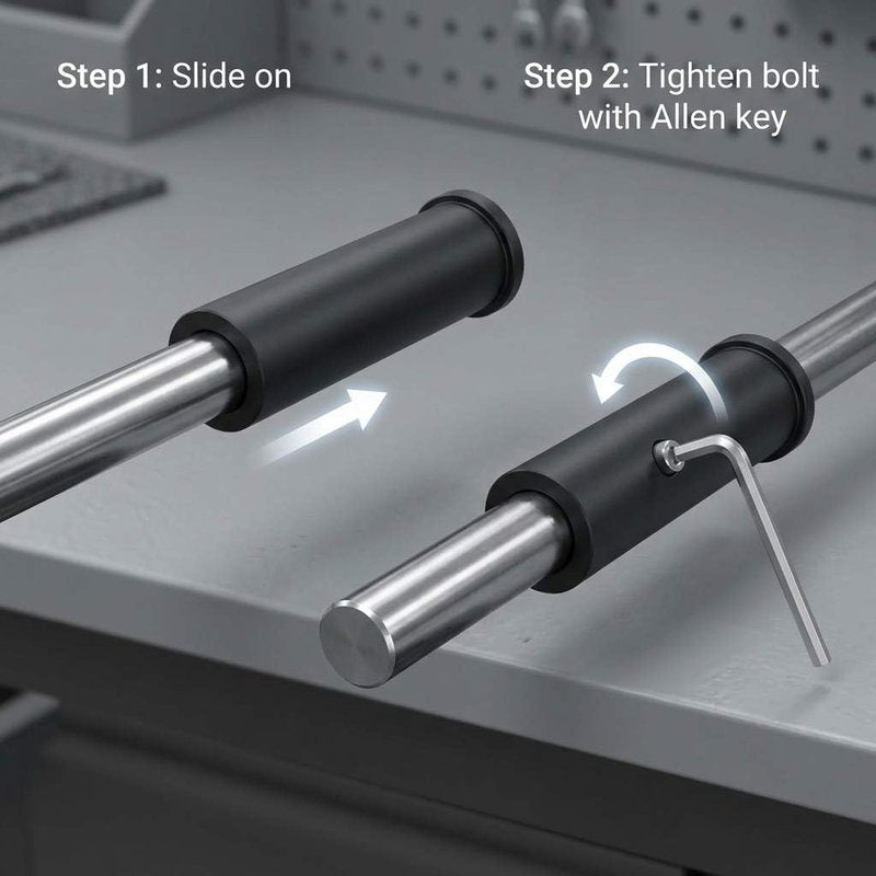 QWORK Adapter Sleeves 1" to 2" – 8" Length, 2 Pairs, 600 lbs Load, Locking Bolt & Caps for Racks, Bars & Plates