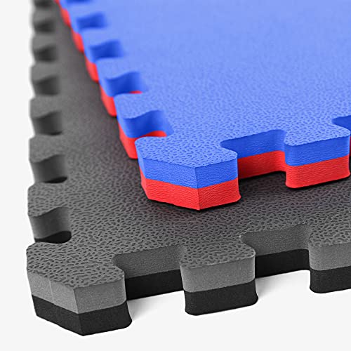 IncStores 1” Inch Thick MMA Foam Flooring Tiles | Blue/Red Reversible, 3’x3’, 20 Tiles (180 Sq/Ft)