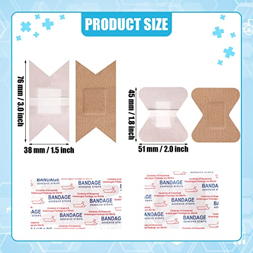 Sinmoe 100 Pieces Flexible Fabric Adhesive Bandages Knuckle and Fingertip Bandages Variety Pack for Wound Care Bulk Pack for First Aid Kits in 2 Sizes, 3 x 1.5 Inch, 1.8 x 2 Inch(Brown)